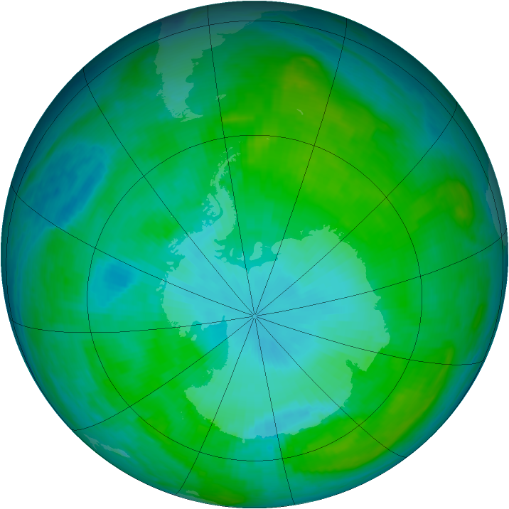 Antarctic ozone map for 23 January 1988